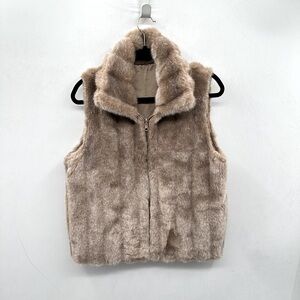 Y2K FAUX FUR M Zip bohemian neutral shabby chic woman no brand trending vest